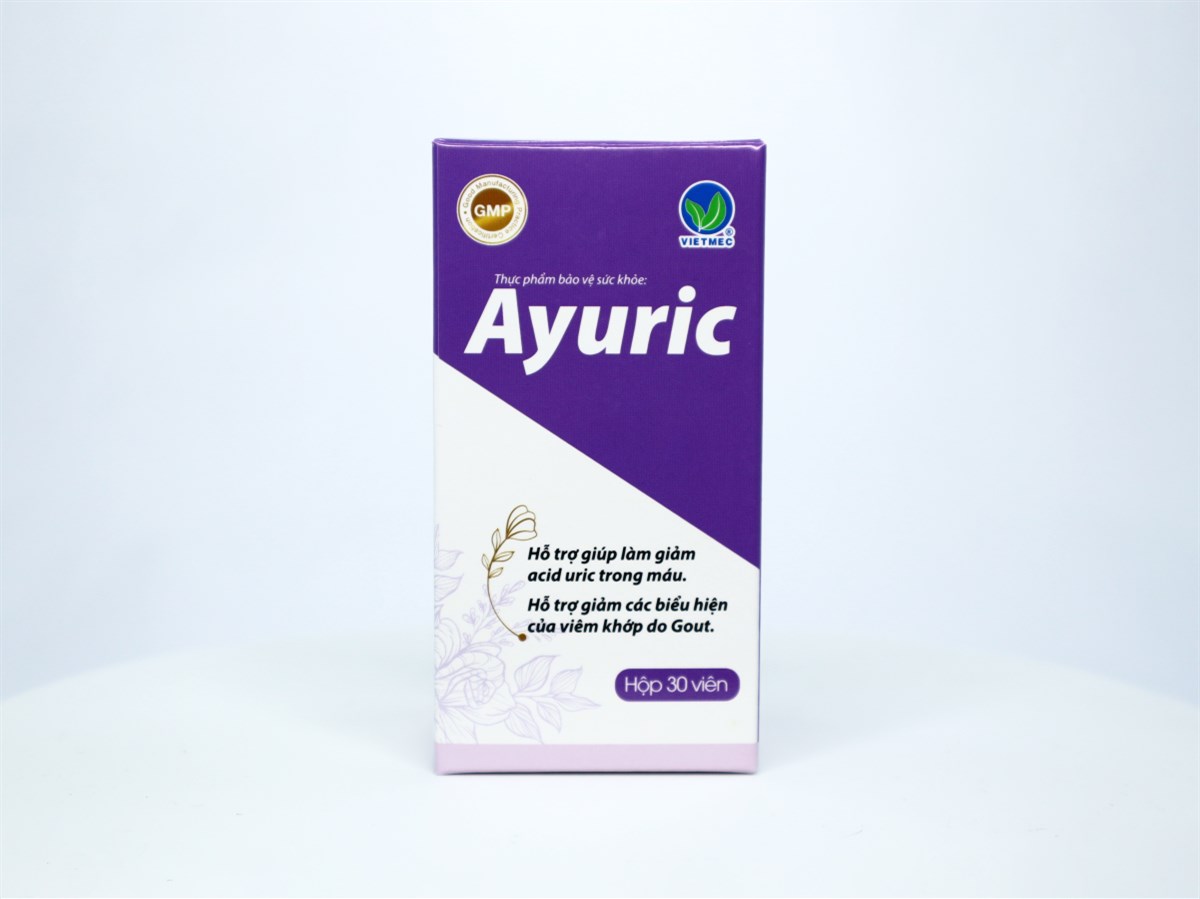 Viên uống Ayuric Vietmec, thực phẩm chức năng hỗ trợ giảm acid uric trong máu